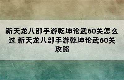 新天龙八部手游乾坤论武60关怎么过 新天龙八部手游乾坤论武60关攻略